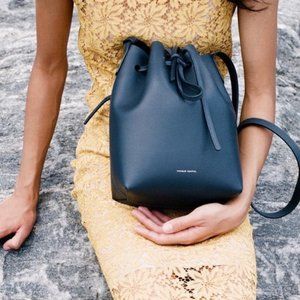 Mansur Gavriel Mini Bucket Bag in Navy Leather